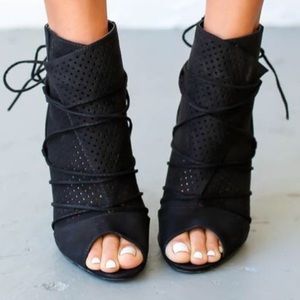 Vici doll lace up peep toe heels